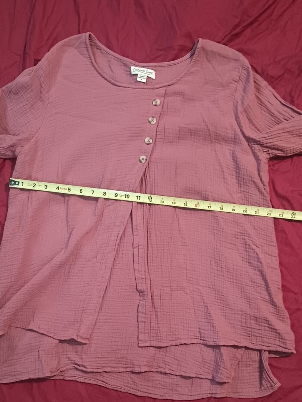 Coldwater Creek Dusty Rose Layered Asymmetrical Button-Front Tunic Woman Size XL - Picture 2 of 9